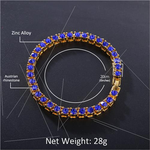 Hip Hop One Drain Diamond Alloy Bracelet Colorful Rhinestone - 图2