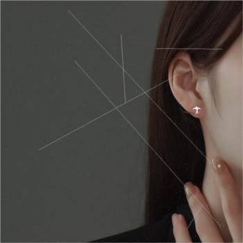 S925 silver swallow earrings simple women niche asymmetric