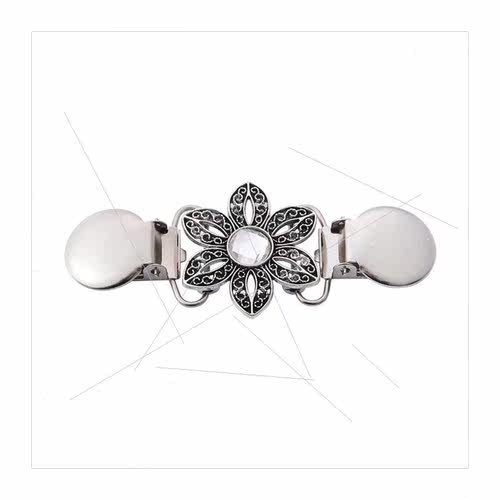 Vintage hollowed out flowers placket clip shawl jumper clip - 图3