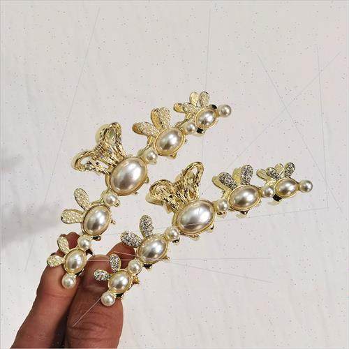 ins rabb ear hair clips metal large shark clip diamond encru - 图2