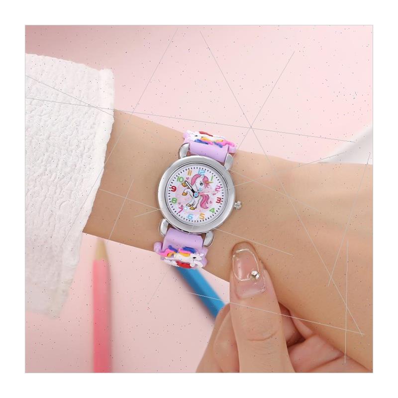 Fashion colorful cartoon unicorn student children watch quar-图3