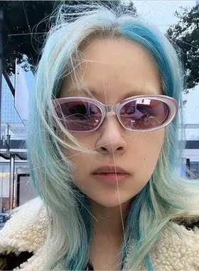 Small frame oval sunglasses female new cat eye black frame s