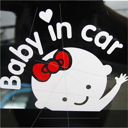 Baby Boys Red Heart BABY IN CAR Reflective Warning Sticker B - 图1