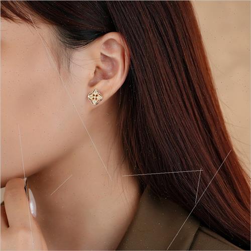 925 silver retro court four-leaf clover earrings female ins-图1