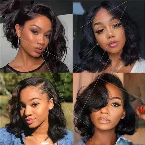 New wig Europe ladies short curly hair in middle parting big - 图2