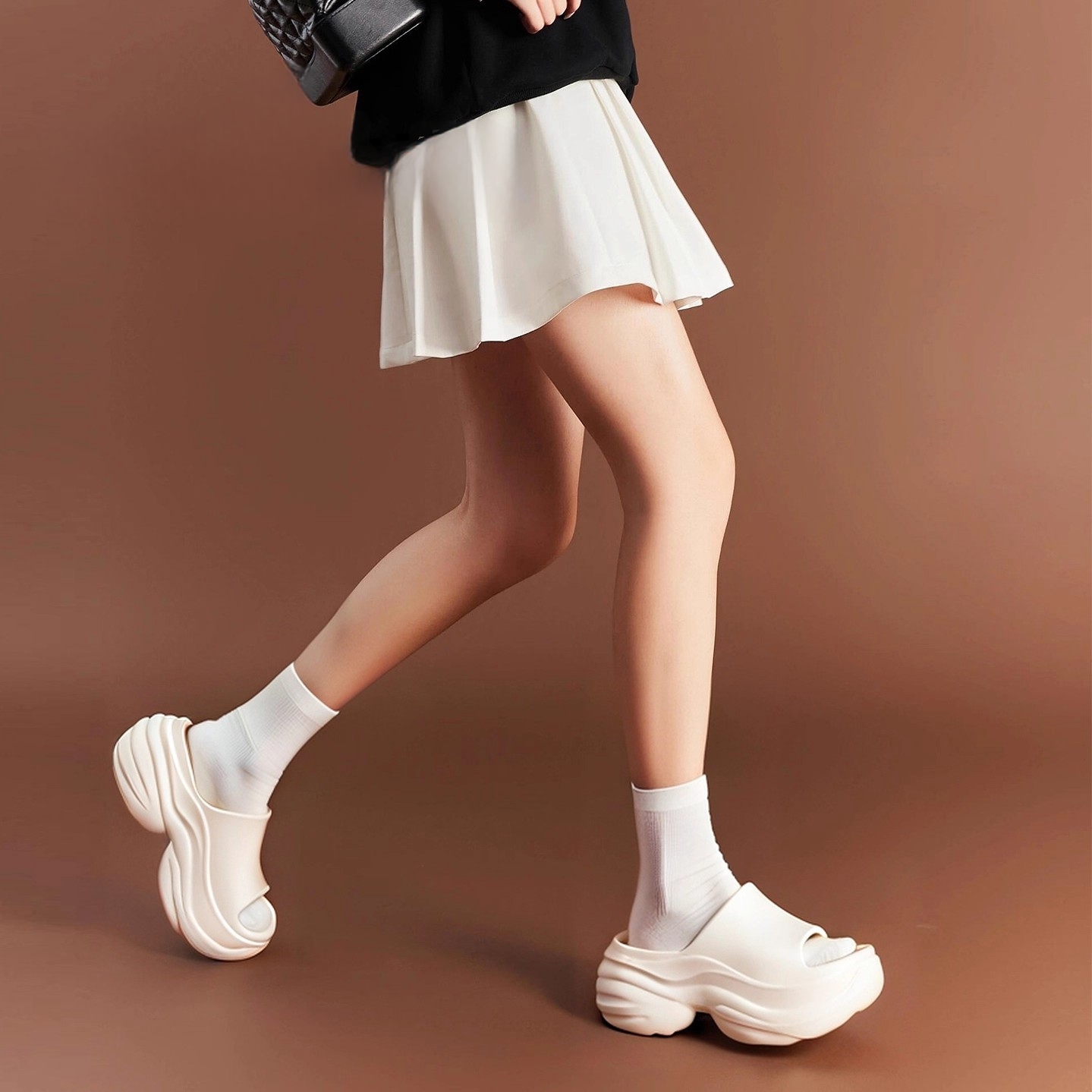 拖鞋女外穿厚底松糕凉拖鞋休闲时尚一字拖休闲舒适轻便办公室拖鞋 - 图3