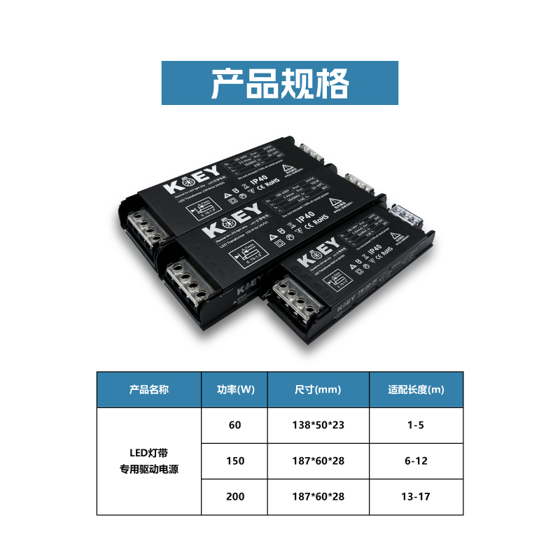 KOEY驱动器LED灯带驱动电源卧室客厅氛围灯带专用驱动24V防触电-图3