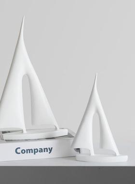 北欧现代简约帆船摆件创意一帆风顺船工艺品客厅办公室桌面装饰品