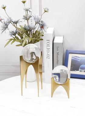 办公室摆件现代水晶球装饰品老板桌面摆设招财商务时尚工艺品玻璃