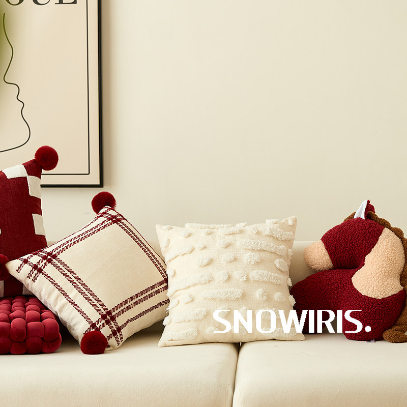 抱枕红色新年节日客厅沙发靠垫纯色马年简笔画高级感品质软装靠枕,淘宝优惠券,粉丝福利购,淘宝优惠卷