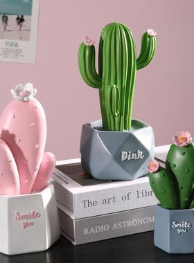 北欧仙人掌摆件仿真绿植物客厅办公室桌面摆设小盆栽室内装饰创意