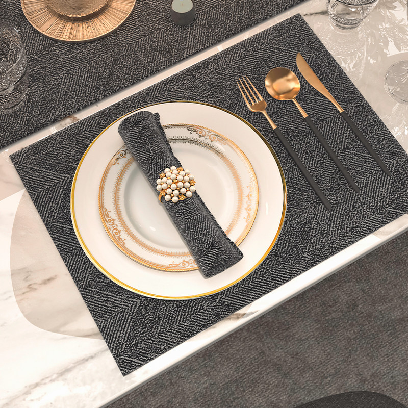 GULAN古兰餐垫现代轻奢黑色高级感布艺样板间餐盘垫布定制,淘宝优惠券,粉丝福利购,淘宝优惠卷