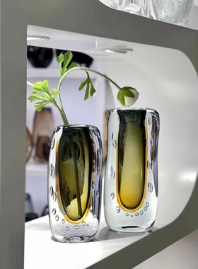 简约玻璃花瓶干花插琉璃花器摆件样板间家居客厅卧室餐桌装饰品