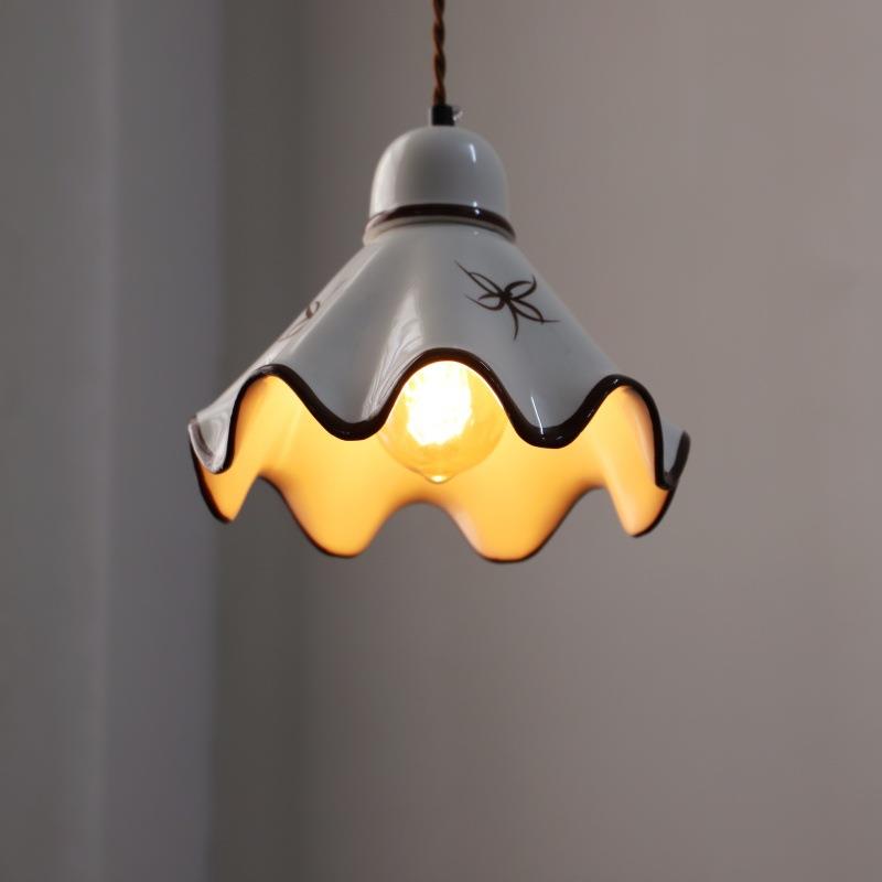 中古手绘陶瓷吊灯奶油风复古法式餐厅床头玄关吧台过道日式茶室灯 - 图2