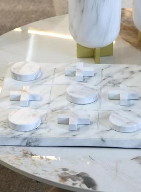 轻奢创意金属XO棋盘摆件装饰样板间家居玄关客厅电视柜艺术工艺品