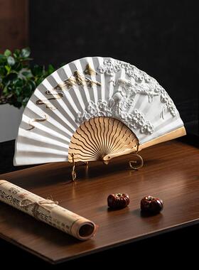 新中式国风扇子扇形摆件家居客厅玄关书房博古架样板间软装饰品