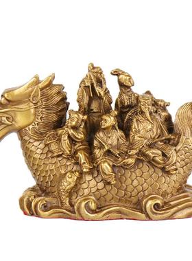 杨铜记 铜八仙过海一帆风顺龙船 帆船 摆件店铺公司开业礼品