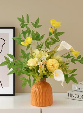仿真花假花陶瓷花瓶摆件客厅插花摆设感干花花束摆件