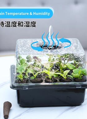 跨境出口欧林泽带补光灯育苗盒套装家用种植块保温湿透穴盘育苗盘