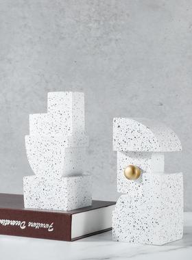 现代极简约样板间客厅书房酒柜博古架树脂书挡书靠书立装饰品摆设