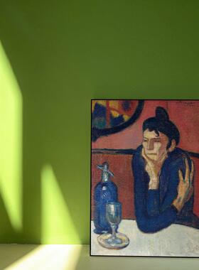 《喝苦艾酒的人》毕加索油画抽象装饰画简约北欧酒吧餐厅软装挂画