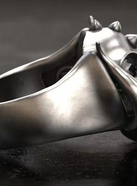 temu速卖通跨境热卖新款朋克风机车抹黑夸张老人头骷髅头链条戒指