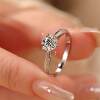Secret Blue Psychic Six Claw Cultured Diamond Ring Women's Light Luxury High-end Wedding Ring Sterling Silver Artificial Proposal Diamond Ring