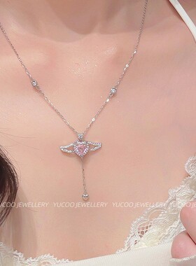 S999纯银丘比特之心项炼女甜美少女轻奢锁骨炼送女朋友520礼物