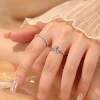 Secret Blue Psychic Six Claw Cultured Diamond Ring Women's Light Luxury High-end Wedding Ring Sterling Silver Artificial Proposal Diamond Ring