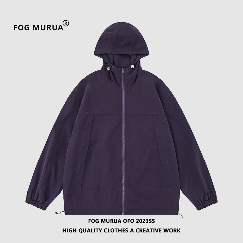 FOG MURUA美式复古工装外套男春秋款山系潮牌户外冲锋衣夹克连帽