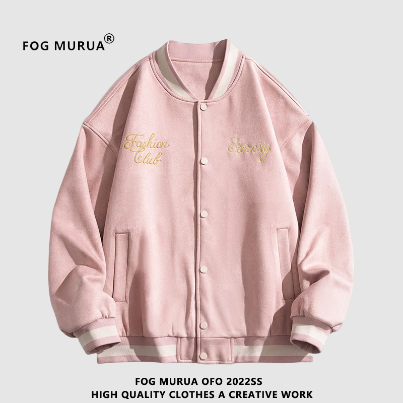 FOG MURUA春季麂皮棒球服刺绣情侣棒球衣开衫学生休闲外套潮男女A