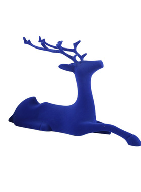 现代简约蓝色红色麋鹿金属植绒工