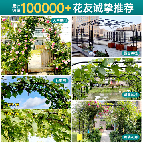 拱门花架爬藤架种植箱庭院园艺拱形攀爬架别墅室外户外顶楼葡萄架 - 图3