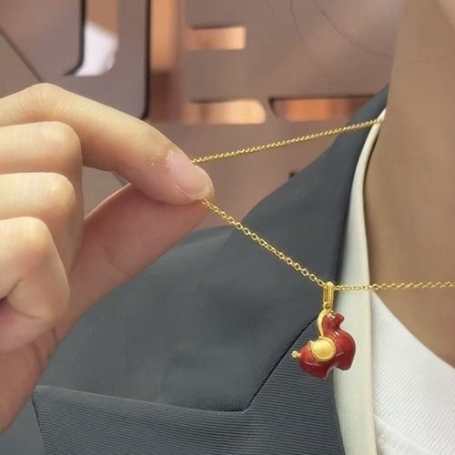 新款珐琅蓝红色喜庆小马项链小众吊坠2025中式马年饰品女款锁骨链 - 图0