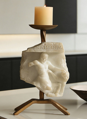 中古风古典雕塑残片烛台