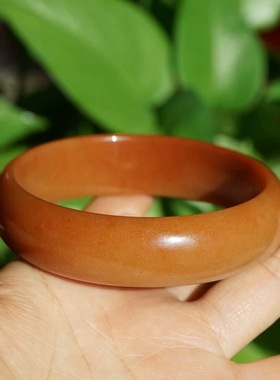 天然泥石手镯红泥石金丝玉手镯彩玉彩石红色内径65