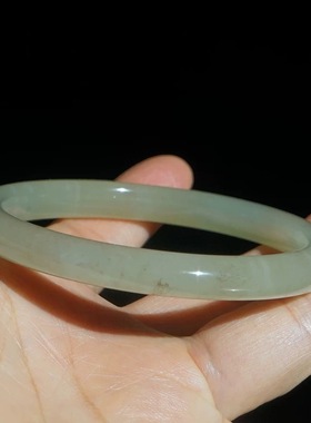 内径59天然和田玉手镯青白玉方圆细条时尚油润玉石小手镯