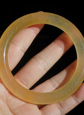 正品天然新疆戈壁玉金丝玉手镯圆条细条浅黄色宝石