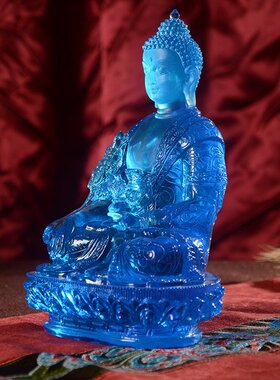 精致琉璃药师佛蓝色密宗如来琉璃佛像工厂摆件工艺品厂家直销