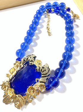 JC打标琉璃珠双马头项链