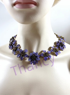 紫色花朵短款项链BJ打标