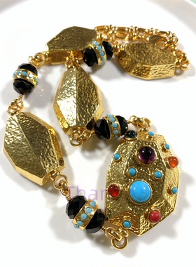 琉璃水晶蓝松石宫廷风短款项链