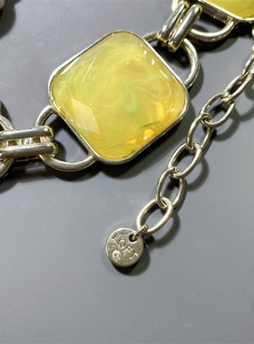 Vintage中古loft打标云纹黄绿色