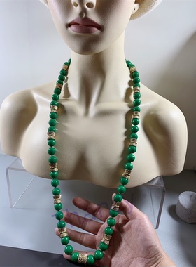 绿色圆珠毛衣链项链TALB0TS打标