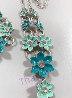 PILGRIM打标珐琅绿色花朵套装