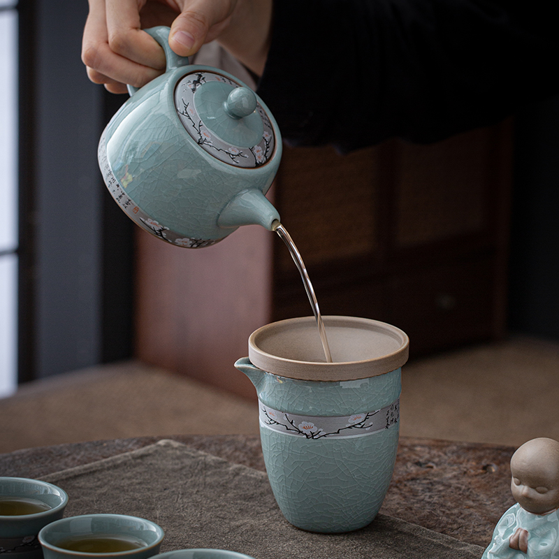 哥窑茶具套装家用喝茶高端陶瓷轻奢高档功夫茶杯泡茶中式茶壶盖碗 - 图1