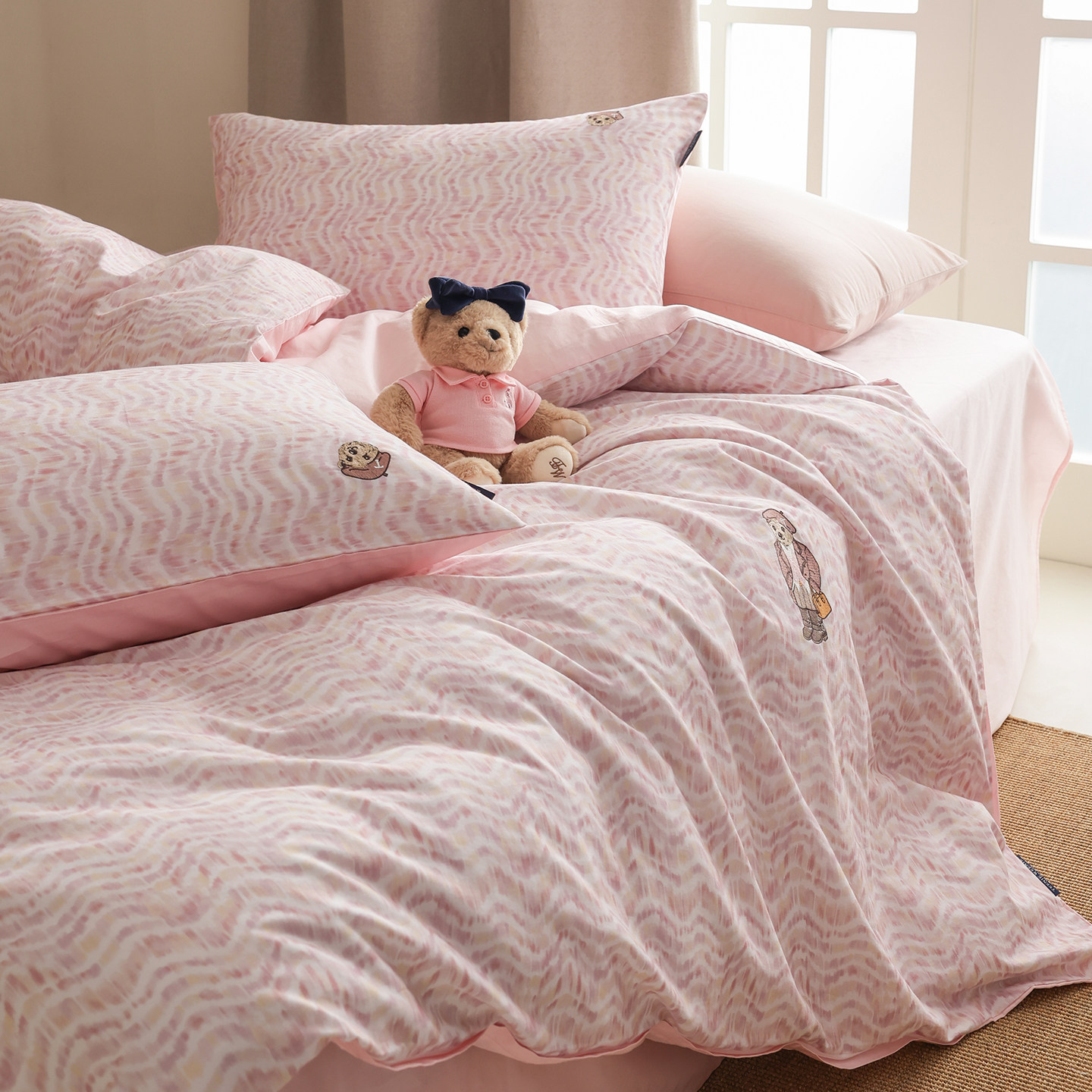 TeenieWeenie粉色磨毛纯棉四件套秋冬全棉床上用品床单被套三件套,淘宝优惠券,粉丝福利购,淘宝优惠卷