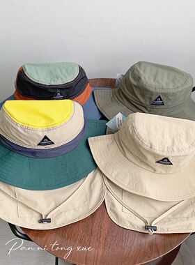 户外防晒登山帽亲子夏季遮阳帽韩风速干防水露营遮阳拼色渔夫帽