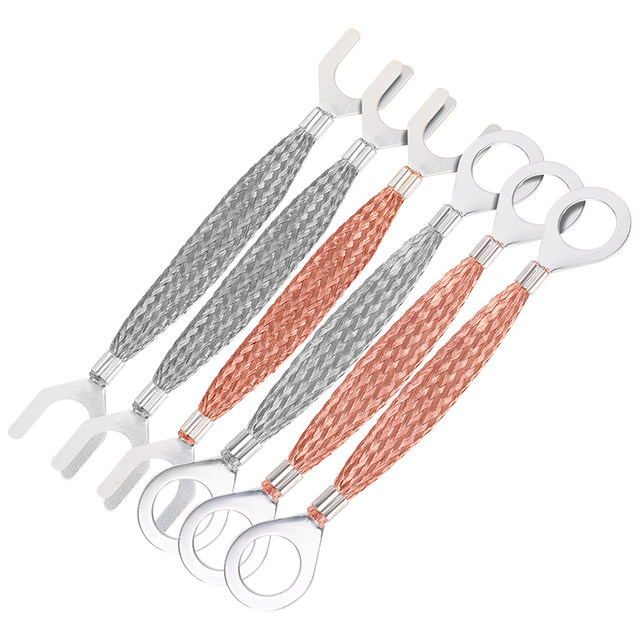 6 square copper flange electrostatic jumper bridge tray grounding wire explosion-proof copper braided belt flange connection wire custom made