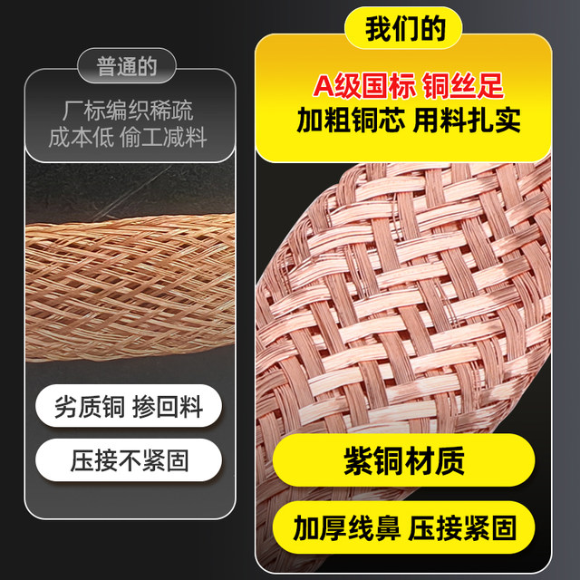 6 square copper flange electrostatic jumper bridge tray grounding wire explosion-proof copper braided belt flange connection wire custom made